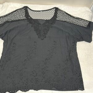 Black Boxy Embellished Blouse